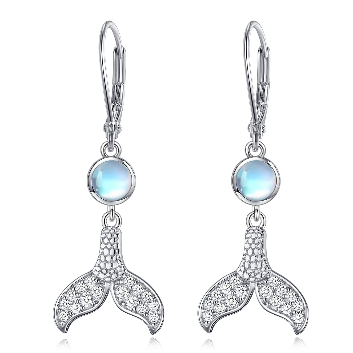 Butterfly/Fan/Mermaid Tail/Dragonfly/Celtic/Moonstone/Black Onyx/Moss Agate Teardrop Drop Dangle Earrings Jewelry Gifts for Women Mom Wife