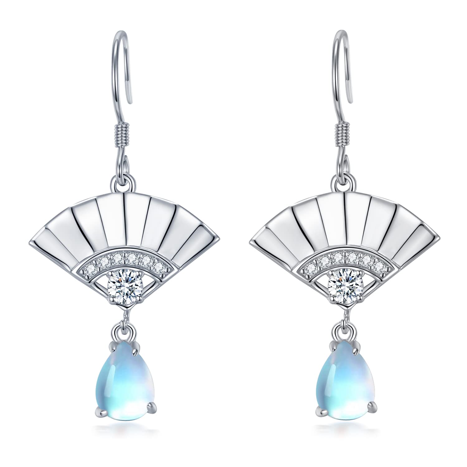 Butterfly/Fan/Mermaid Tail/Dragonfly/Celtic/Moonstone/Black Onyx/Moss Agate Teardrop Drop Dangle Earrings Jewelry Gifts for Women Mom Wife