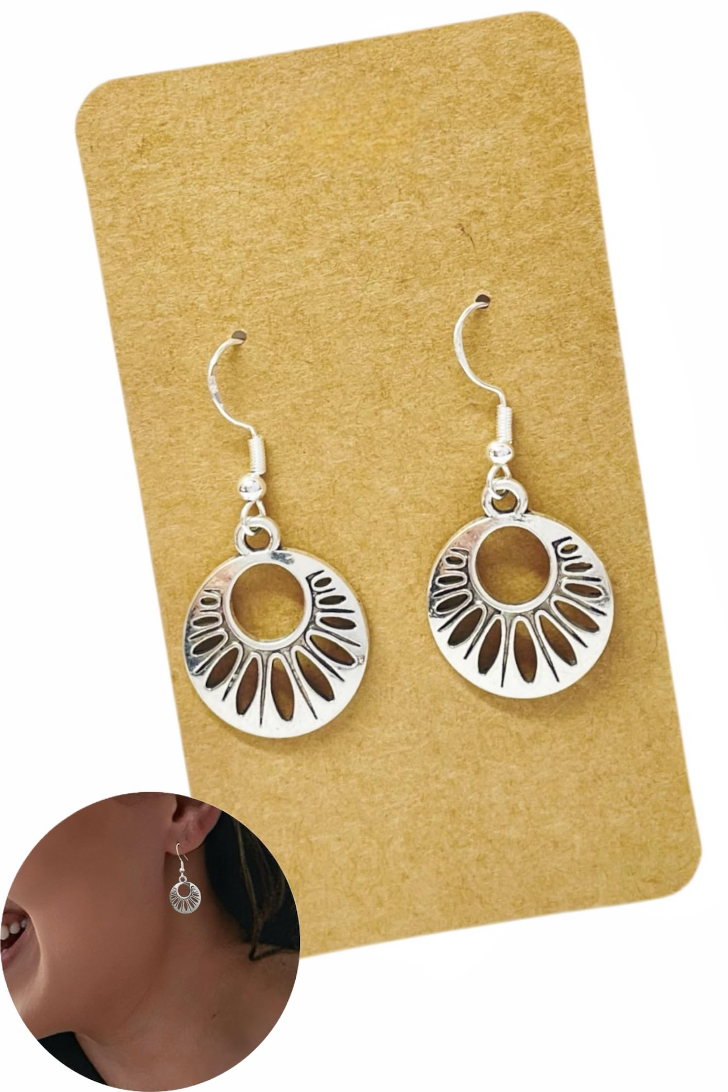 Silver Dangle Earrings on 925 Sterling Silver Wire, Fashion Trendy Handmade Earrings for Women Girls, Hypoallergenic