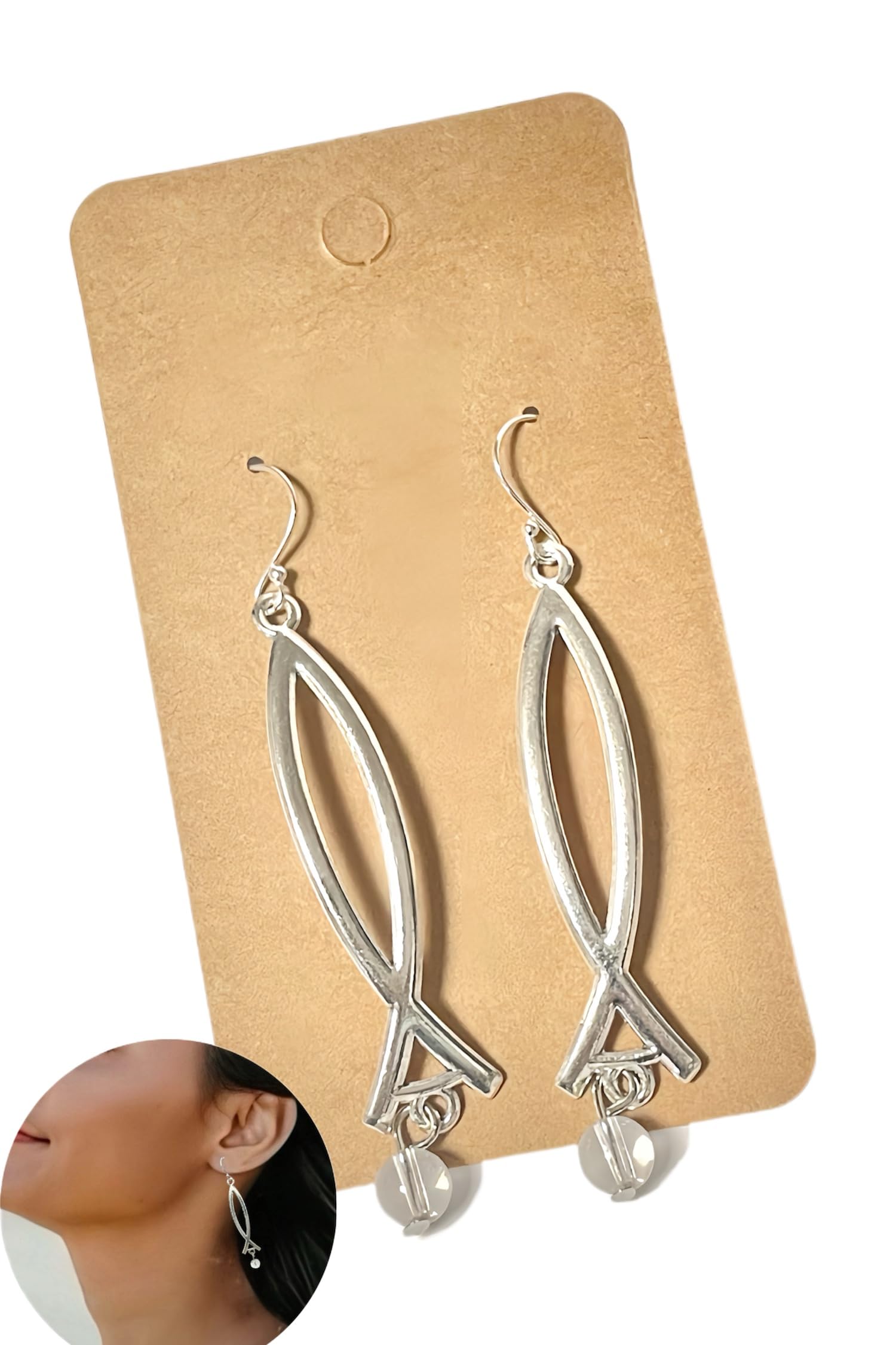 Silver Dangle Earrings on 925 Sterling Silver Wire, Fashion Trendy Handmade Earrings for Women Girls, Hypoallergenic