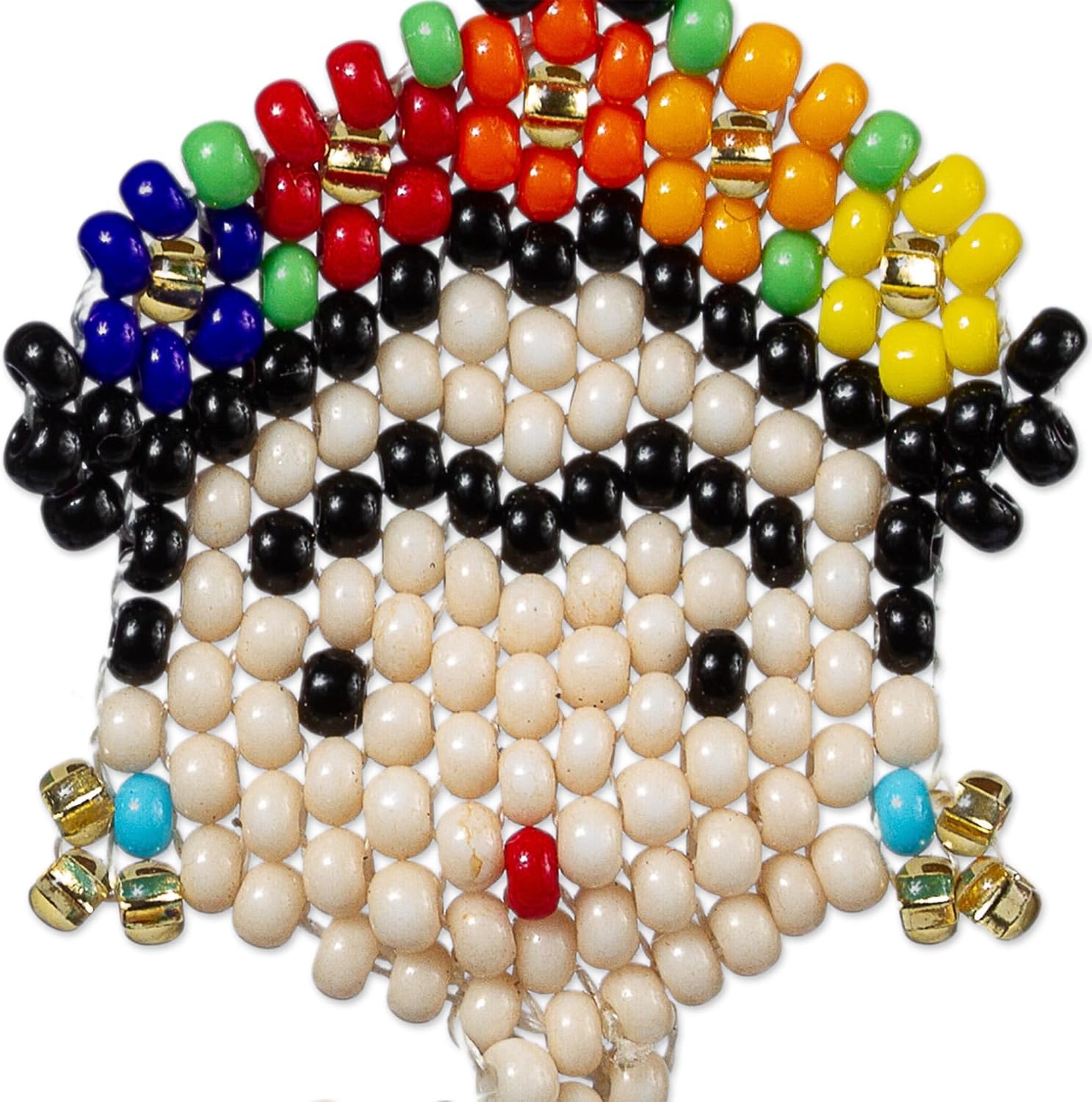 NOVICA Artisan Handmade Beaded Dangle Earrings Multicolored Frida Glass Mexico Cultural Bohemian [2.5 in L x 1.2 in W x 0.1 in D] ' Rainbow Frida'